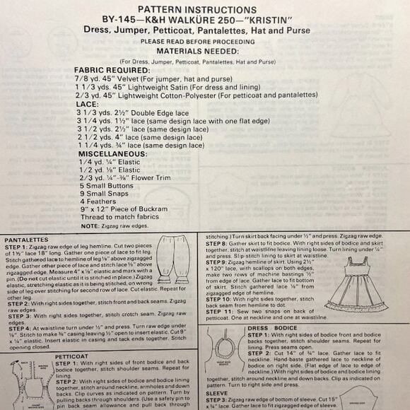 Byron Doll Clothes Vintage Sewing Pattern BY-145 Kristen Fits 22' Doll - Picture 3 of 5